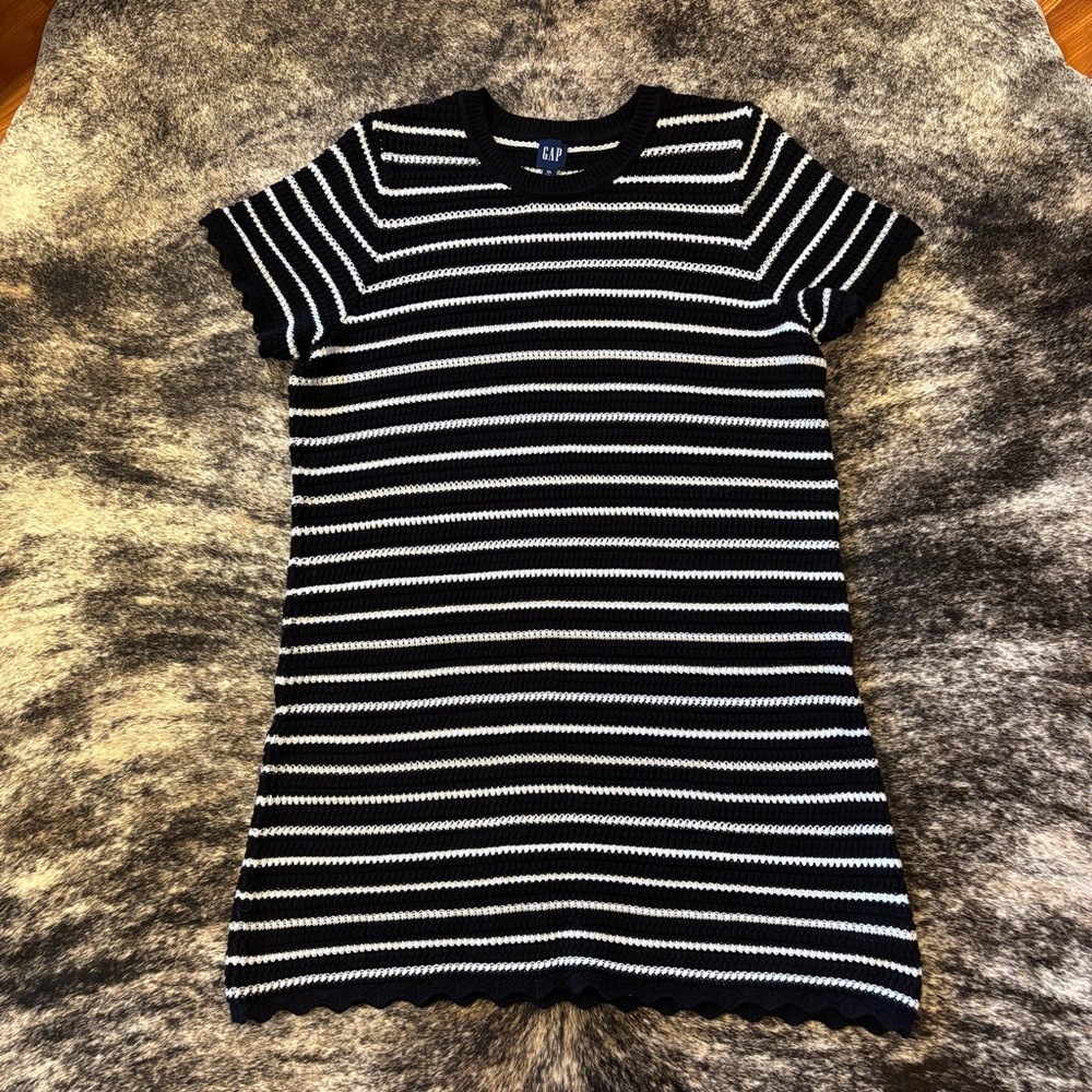 Gap Women’s Crochet Dress, 100% Cotton, Size XL, Black & White Stripes - Picture 10 of 12